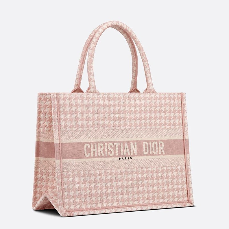WellDesigned 4065 Dior Book Tote In Macro Houndstooth Motif Canvas Cherry