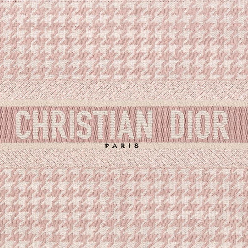 WellDesigned 4065 Dior Book Tote In Macro Houndstooth Motif Canvas Cherry