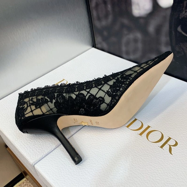 WellDesigned 4246 J'Adior Pumps Women Roses Motif Transparent Mesh Black