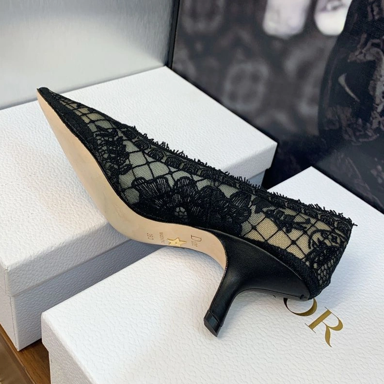 WellDesigned 4246 J'Adior Pumps Women Roses Motif Transparent Mesh Black