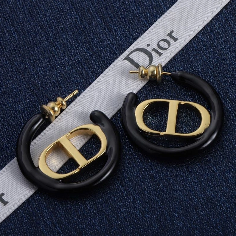 WellDesigned 5220 Dior 30 Montaigne Earrings Metal and Lacquer Gold Black