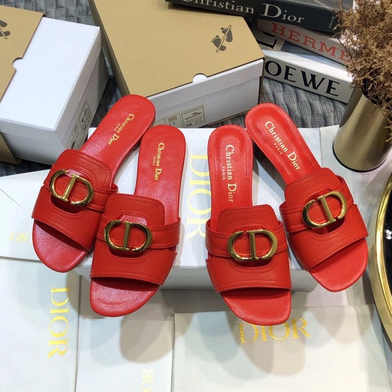 WellDesigned 6320 Dior 30 Montaigne Slides Women Calfskin Red