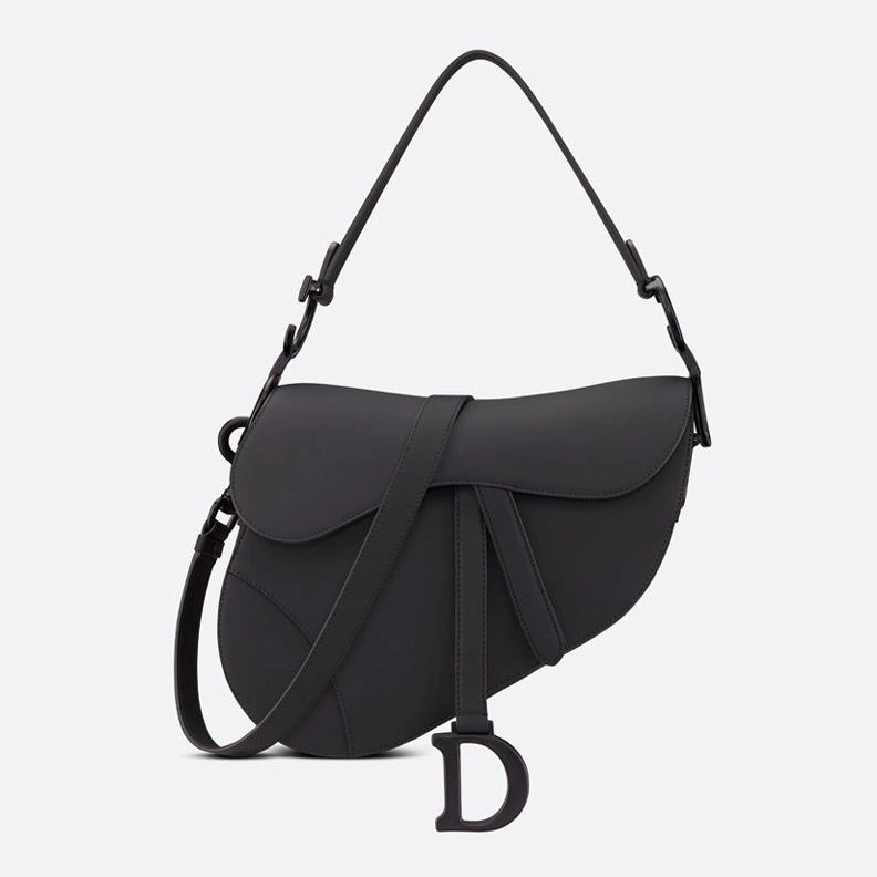 WellDesigned 6555 Dior Saddle Bag with Strap In Ultramatte Calfskin Black