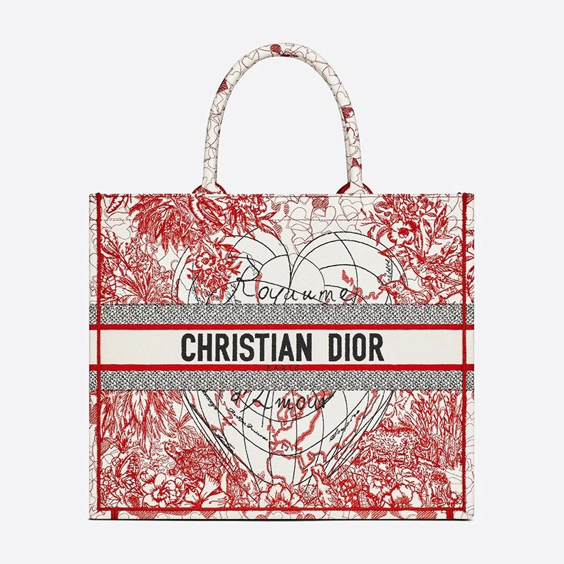 WellDesigned 6816 Dior Book Tote Dioramour D-Royaume d'Amour Motif Canvas Red White