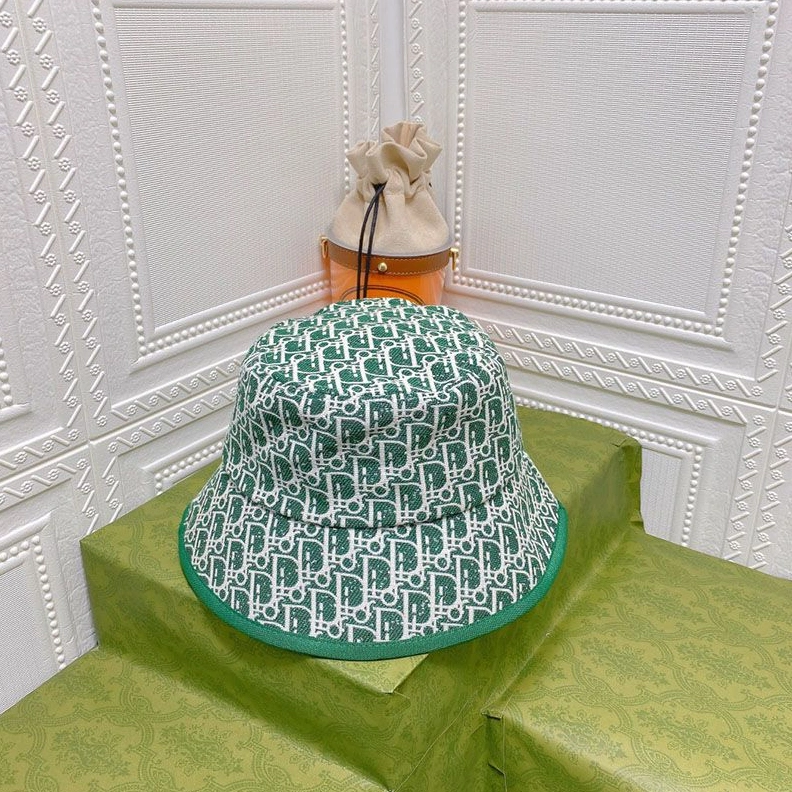 WellDesigned 7181 Dior Bucket Hat Shawn Logo D-Oblique Motif Cotton Green