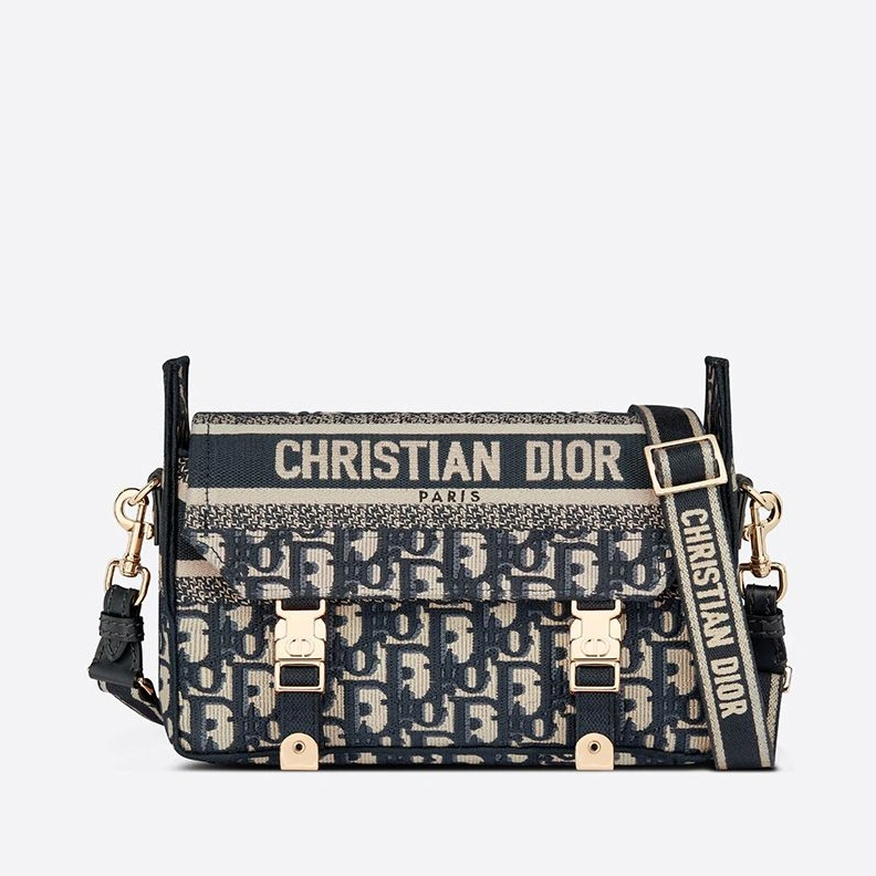 WellDesigned 8107 Small Diorcamp Messenger In Oblique Motif Canvas Blue