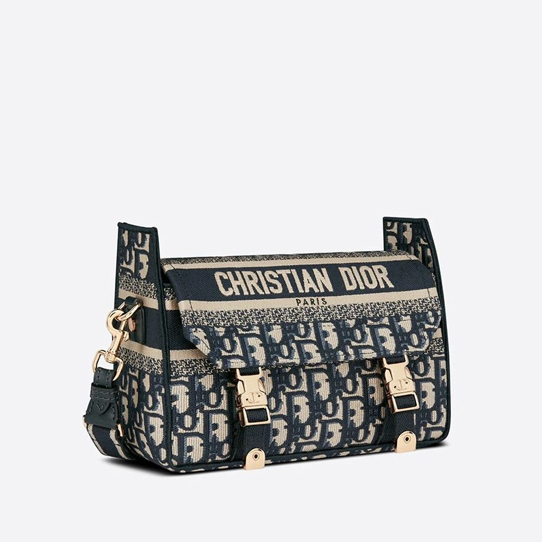 WellDesigned 8107 Small Diorcamp Messenger In Oblique Motif Canvas Blue