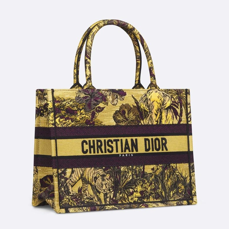 WellDesigned 8218 Dior Book Tote In Toile De Jouy Voyage Motif Canvas Yellow