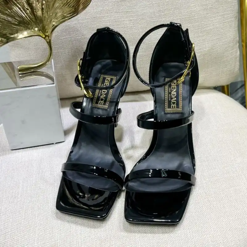 Affordable Fendi 110 Sandals with Fendace Embellished Women Patent Leather Black