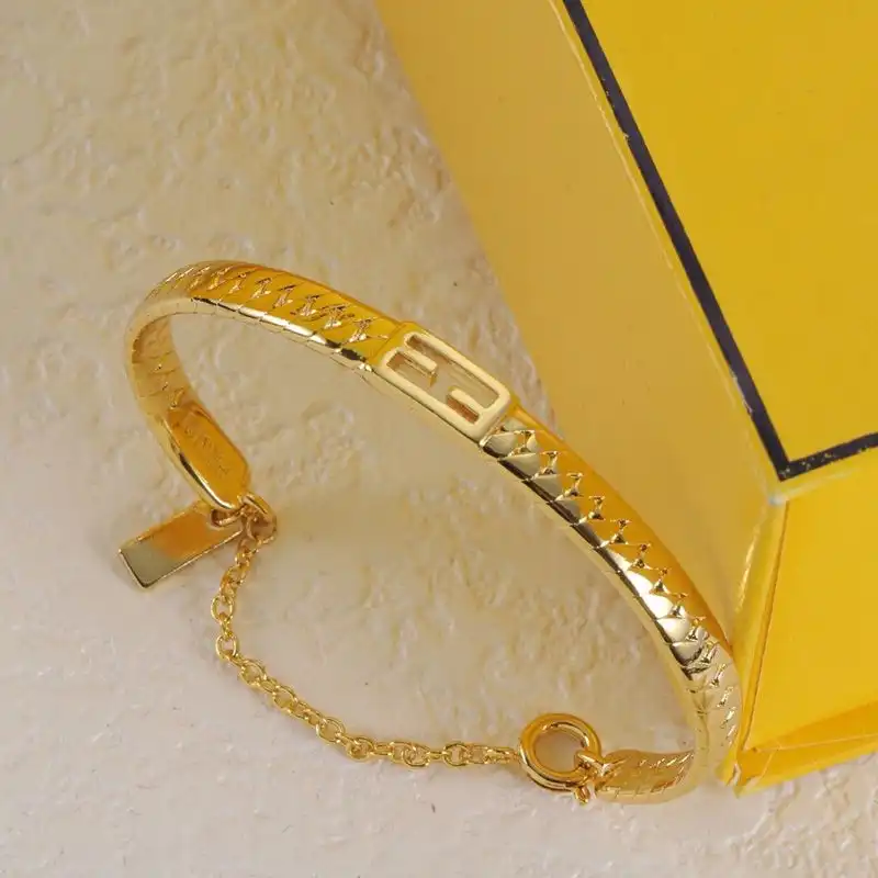 Cheap Fendi Baguette Bracelet In Metal Gold