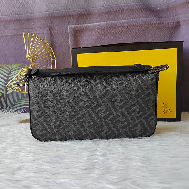 Affordable Fendi Medium Baguette Bag In FF Motif Fabric Black