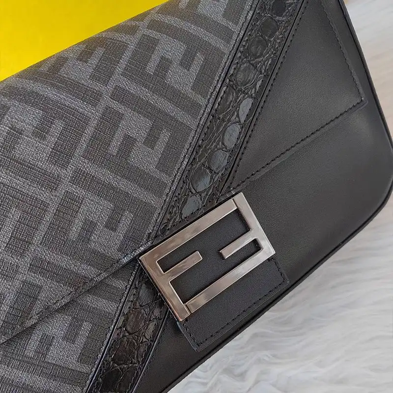 Affordable Fendi Medium Baguette Bag In FF Motif Fabric Black