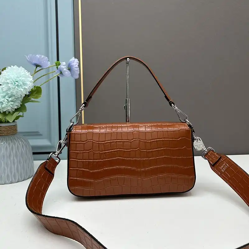 Affordable Fendi Medium Baguette Re-Edition Bag In Crocodile Leather Brown