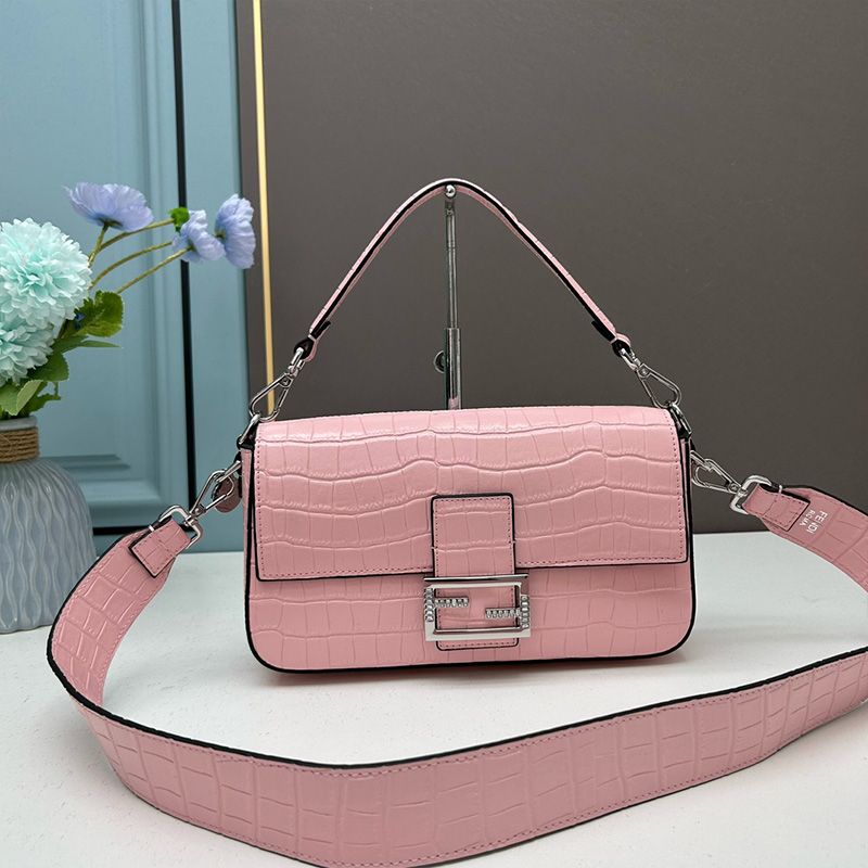 Affordable Fendi Medium Baguette Re-Edition Bag In Crocodile Leather Pink