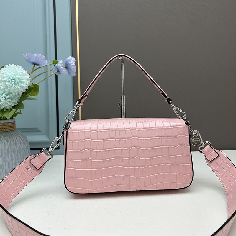 Affordable Fendi Medium Baguette Re-Edition Bag In Crocodile Leather Pink