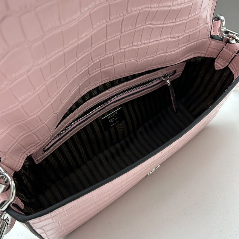 Affordable Fendi Medium Baguette Re-Edition Bag In Crocodile Leather Pink