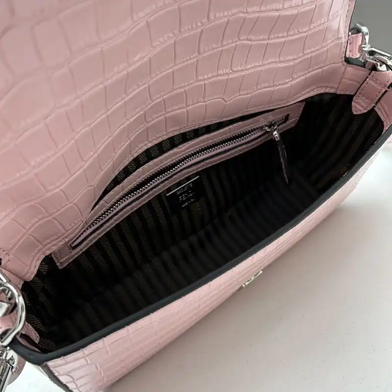 Cheap Fendi Medium Baguette Re-Edition Bag In Crocodile Leather Pink