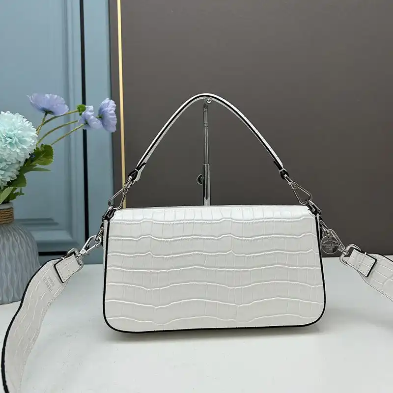 Cheap Fendi Medium Baguette Re-Edition Bag In Crocodile Leather White