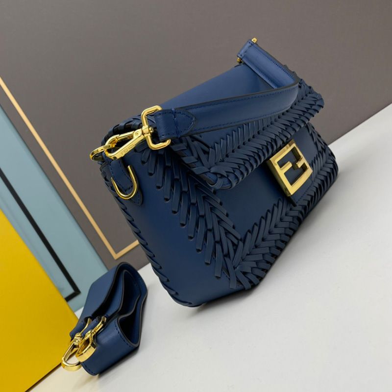 HOT Fendi Medium Baguette Bag In Stitching Leather Blue