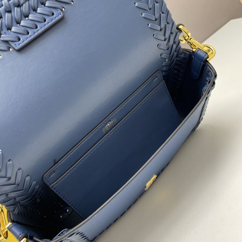 HOT Fendi Medium Baguette Bag In Stitching Leather Blue