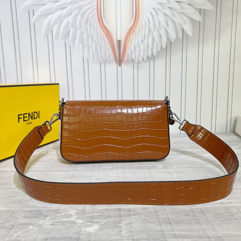 HOT Fendi Medium Baguette Bag In Tiffany Crocodile Leather Brown