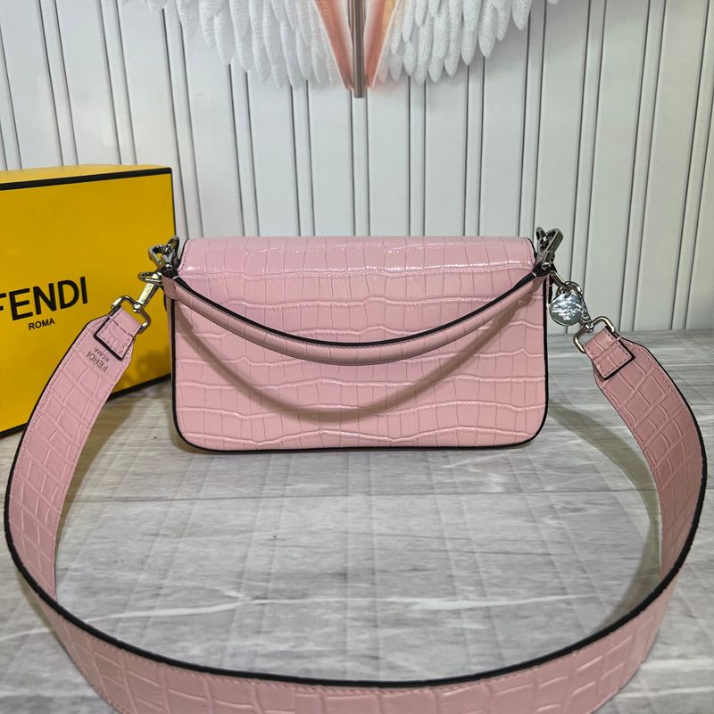 Affordable Fendi Medium Baguette Bag In Tiffany Crocodile Leather Pink