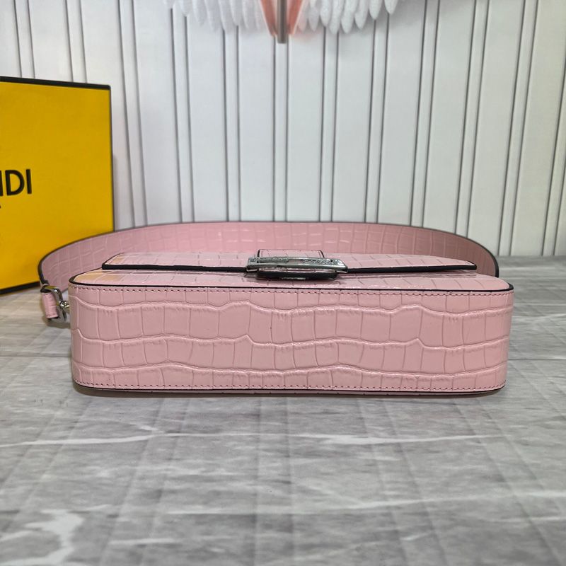 Affordable Fendi Medium Baguette Bag In Tiffany Crocodile Leather Pink