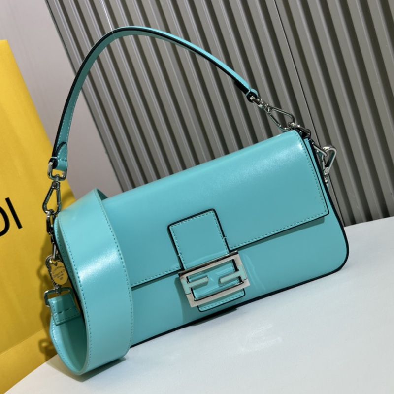 Affordable Fendi Medium Baguette Bag In Tiffany Smooth Leather Blue