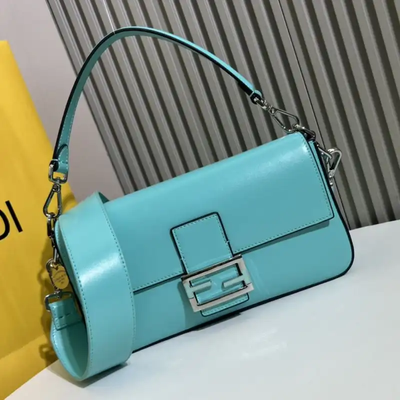 HOT Fendi Medium Baguette Bag In Tiffany Smooth Leather Blue