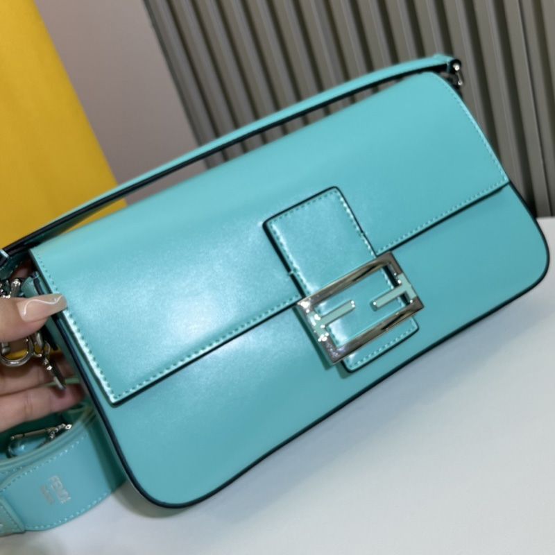 Affordable Fendi Medium Baguette Bag In Tiffany Smooth Leather Blue