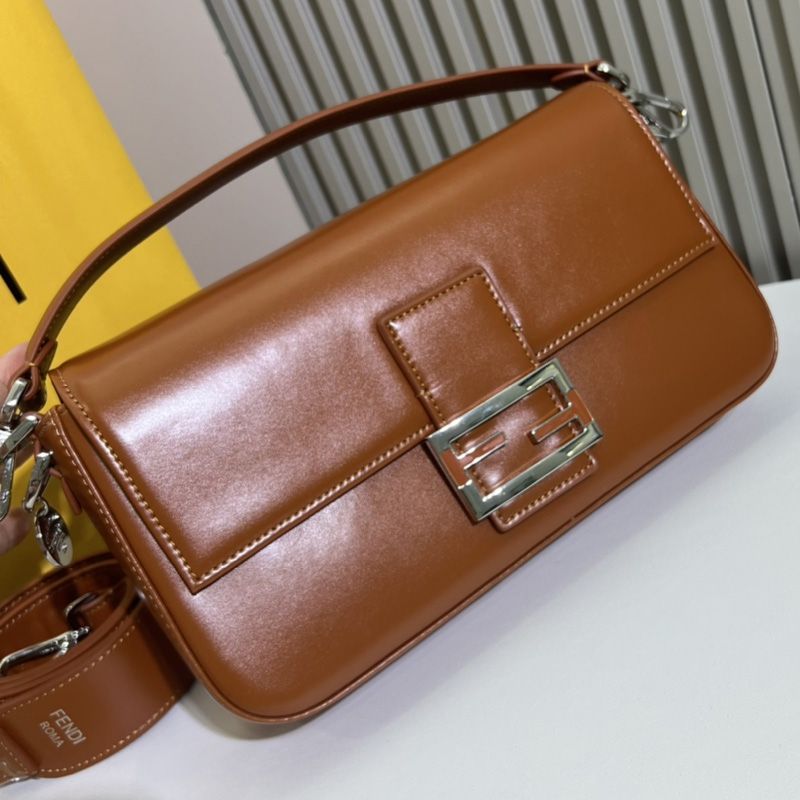 HOT Fendi Medium Baguette Bag In Tiffany Smooth Leather Brown