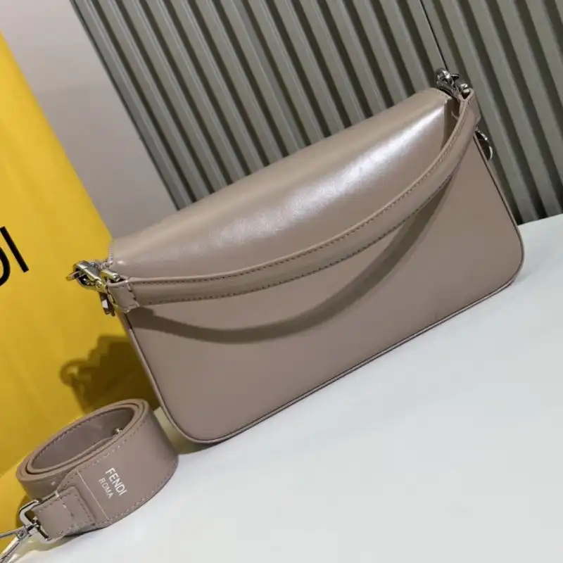 Cheap Fendi Medium Baguette Bag In Tiffany Smooth Leather Khaki