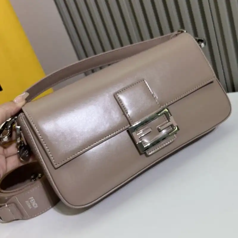 Cheap Fendi Medium Baguette Bag In Tiffany Smooth Leather Khaki