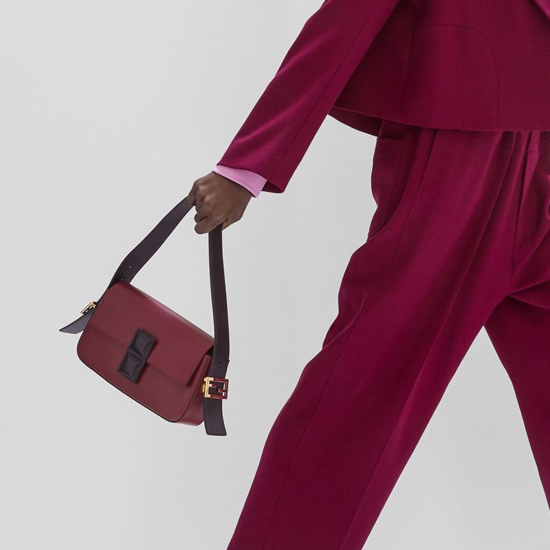 Affordable Fendi Medium Baguette Twist Bag In Nappa Leather Burgundy