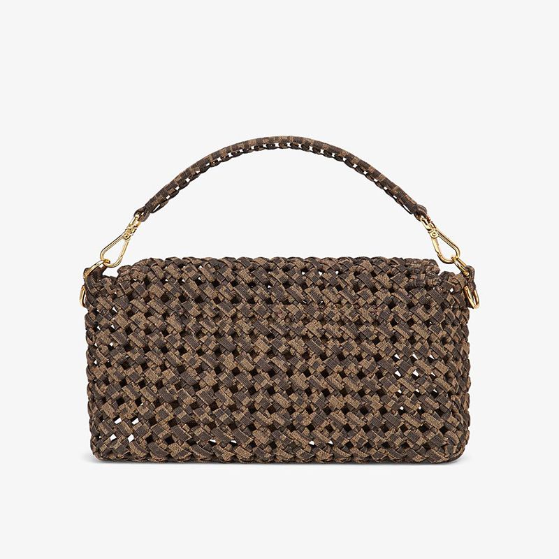 Affordable Fendi Medium Baguette Bag In Fabric Interlace Coffee