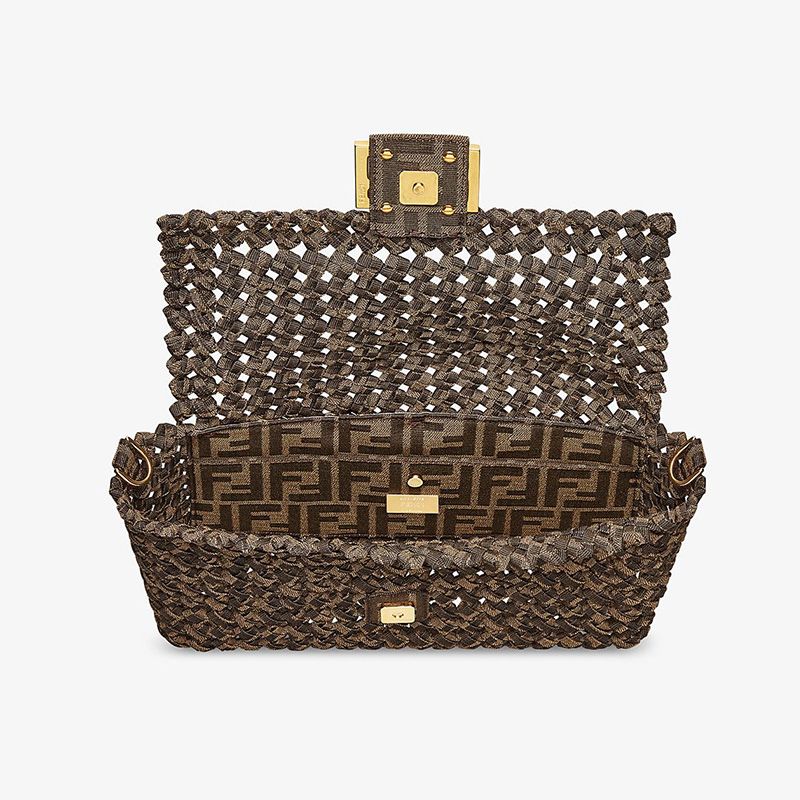 Affordable Fendi Medium Baguette Bag In Fabric Interlace Coffee