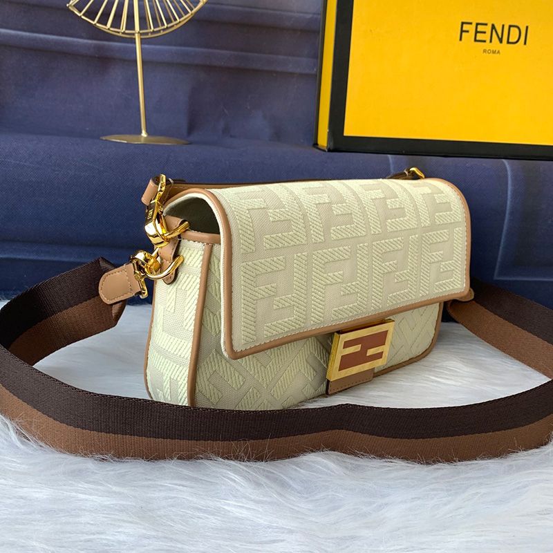 HOT Fendi Medium Baguette Bag In FF Motif Canvas Apricot