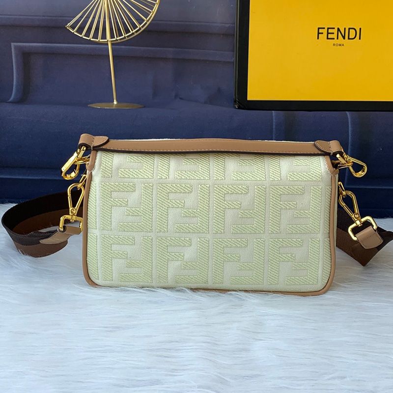 HOT Fendi Medium Baguette Bag In FF Motif Canvas Apricot