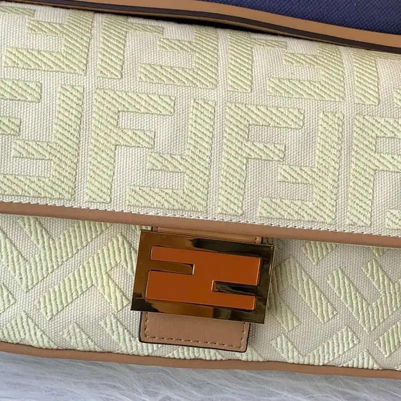 Affordable Fendi Medium Baguette Bag In FF Motif Canvas Apricot HOT SALE