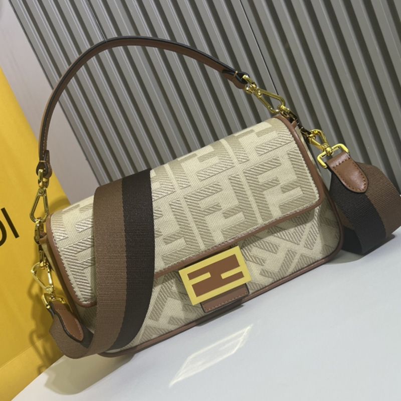 HOT Fendi Medium Baguette Bag In FF Motif Canvas Beige