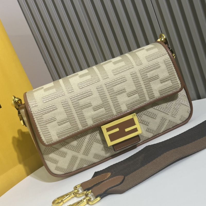 HOT Fendi Medium Baguette Bag In FF Motif Canvas Beige