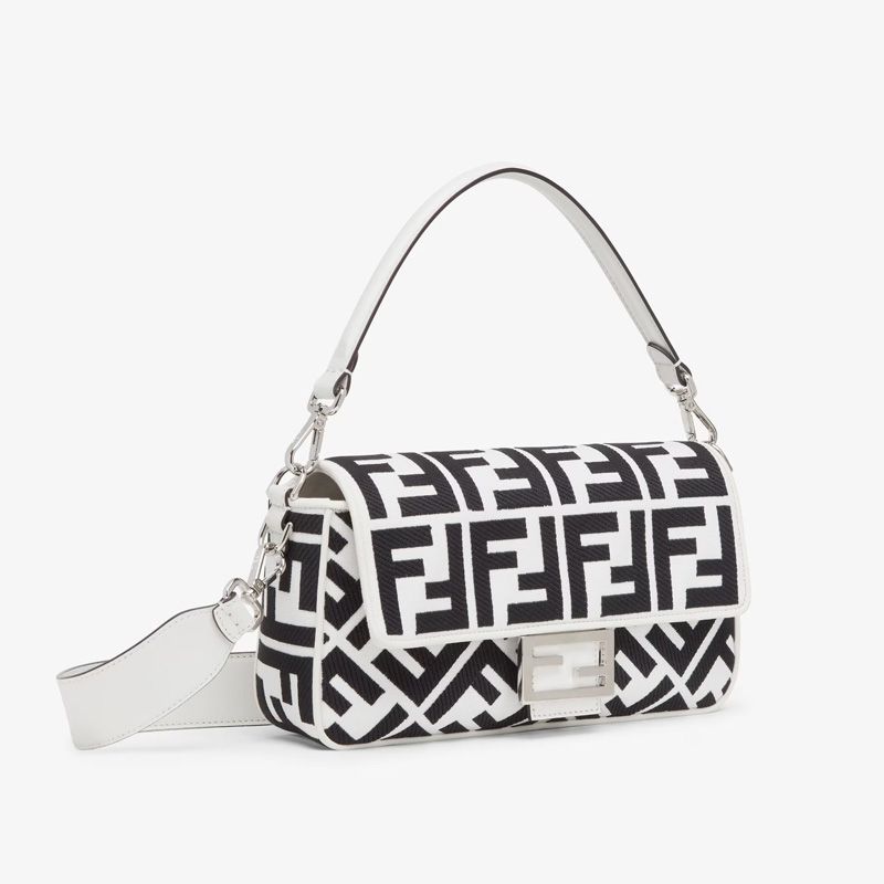 Affordable Fendi Medium Baguette Bag In FF Motif Canvas Black White