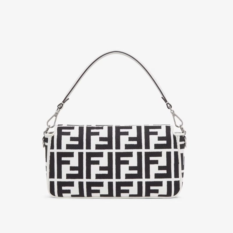 Affordable Fendi Medium Baguette Bag In FF Motif Canvas Black White