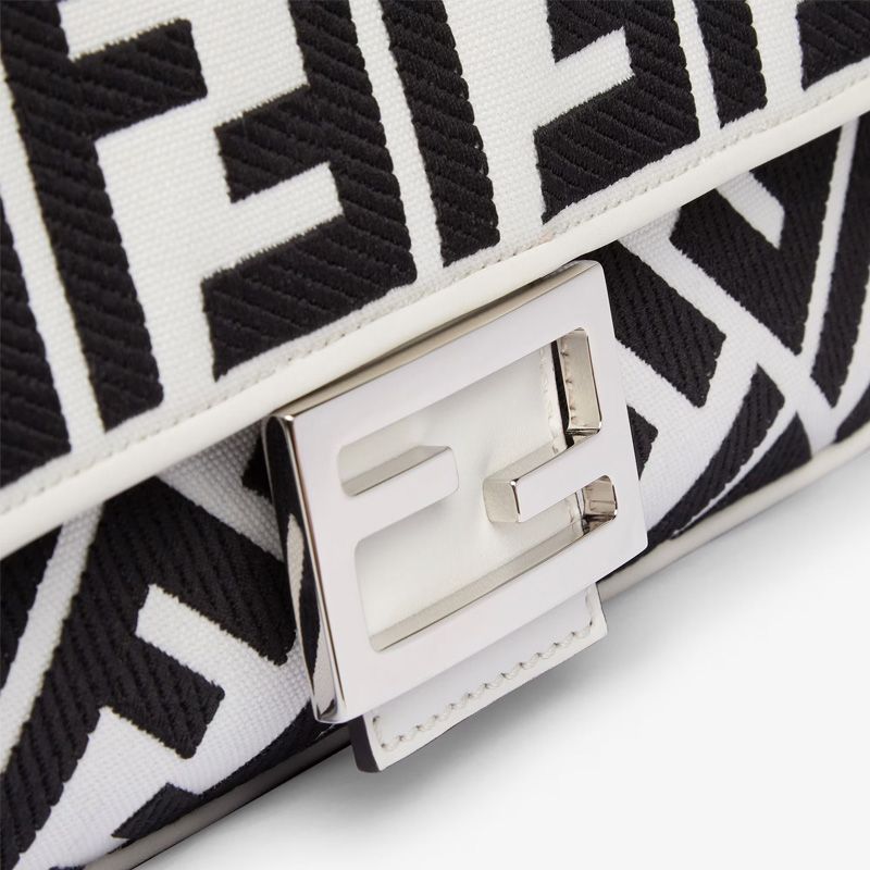 Affordable Fendi Medium Baguette Bag In FF Motif Canvas Black White