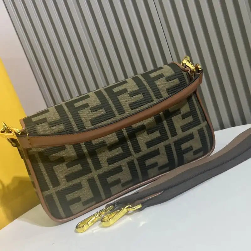 Affordable Fendi Medium Baguette Bag In FF Motif Canvas Green