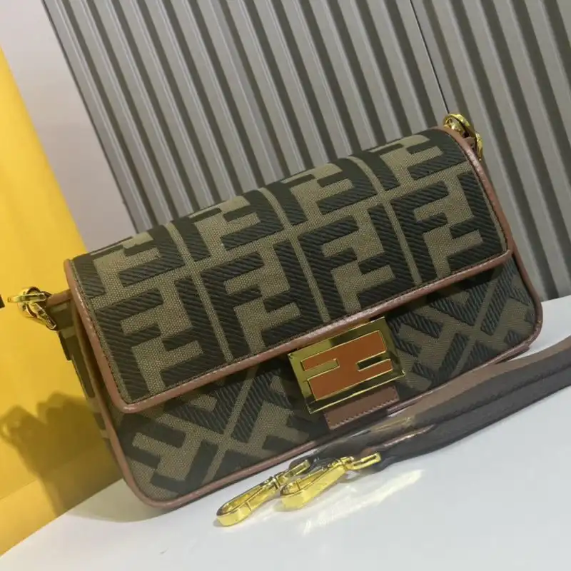 Affordable Fendi Medium Baguette Bag In FF Motif Canvas Green