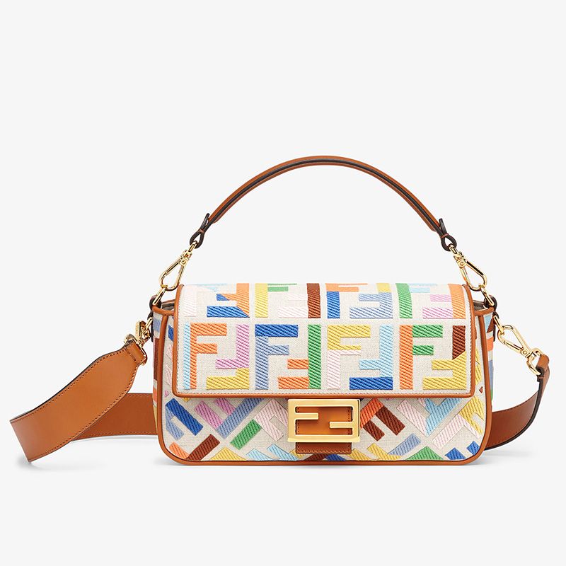 Affordable Fendi Medium Baguette Bag In FF Motif Canvas Multicolor