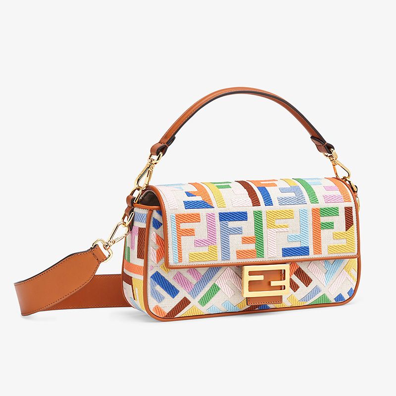 Affordable Fendi Medium Baguette Bag In FF Motif Canvas Multicolor