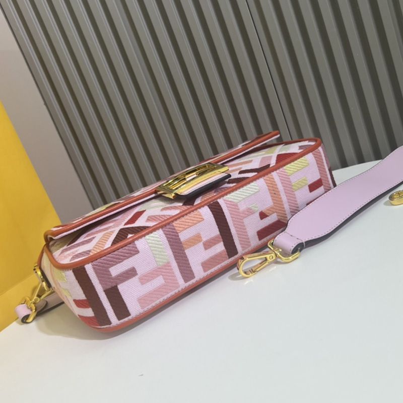 Affordable Fendi Medium Baguette Bag In FF Motif Canvas Multi Pink