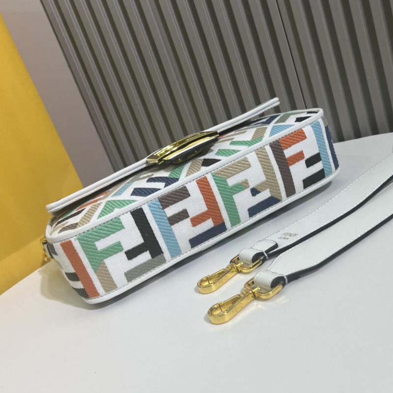 Affordable Fendi Medium Baguette Bag In FF Motif Canvas Multi White